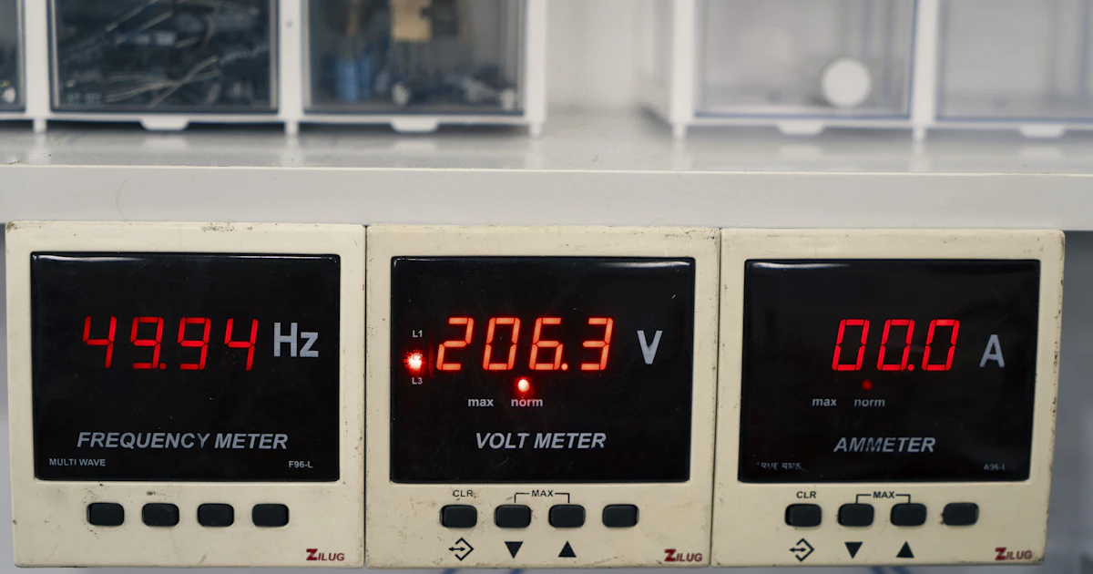 Digital meters displaying readings